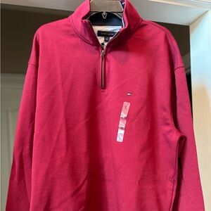 Tommy Hilfiger Men's Deep Red Half-Zip Pullover Sweatshirt